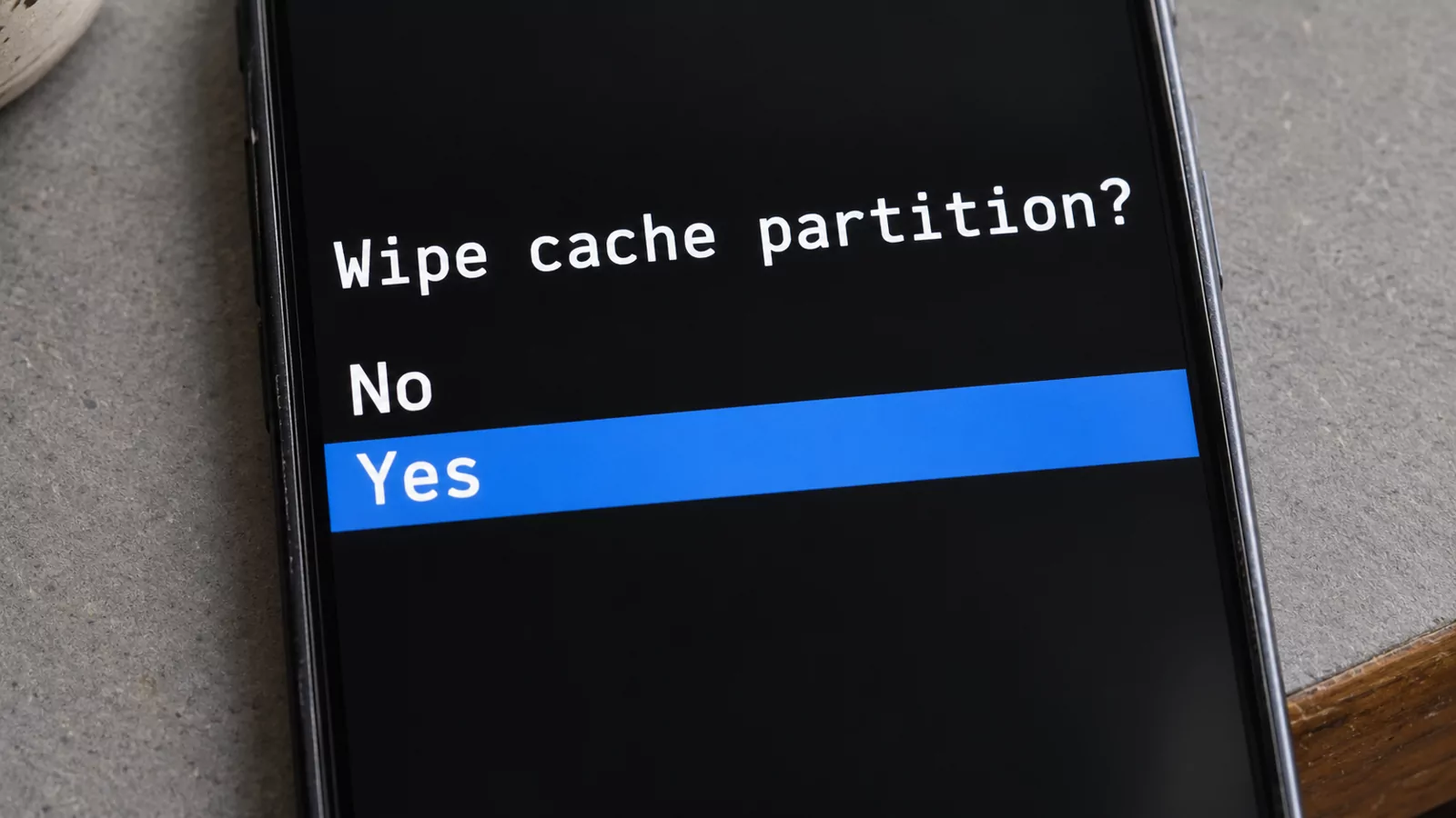 Illustration of a cache-only confirmation prompt with No and Yes choices