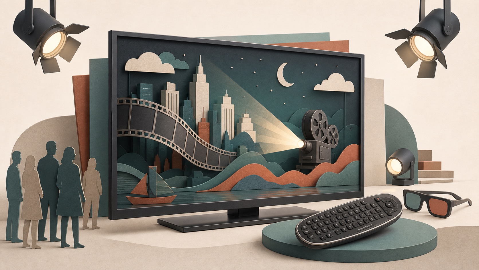 A connected television and set-top box visualizing voice and streaming media