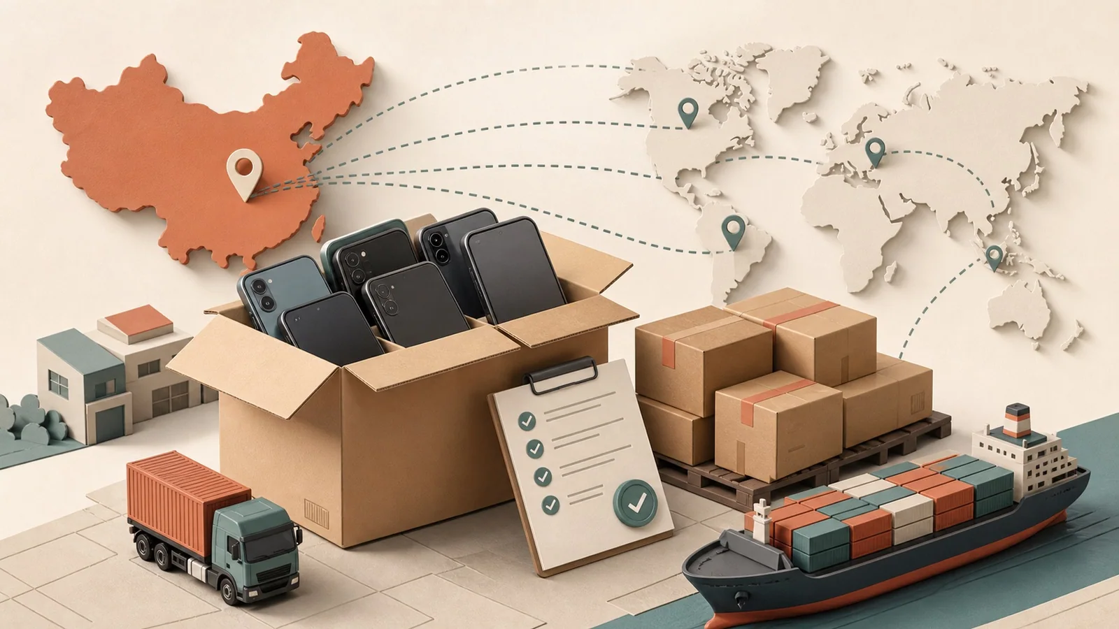 Wholesale smartphones packed in China for quality checks and international distribution