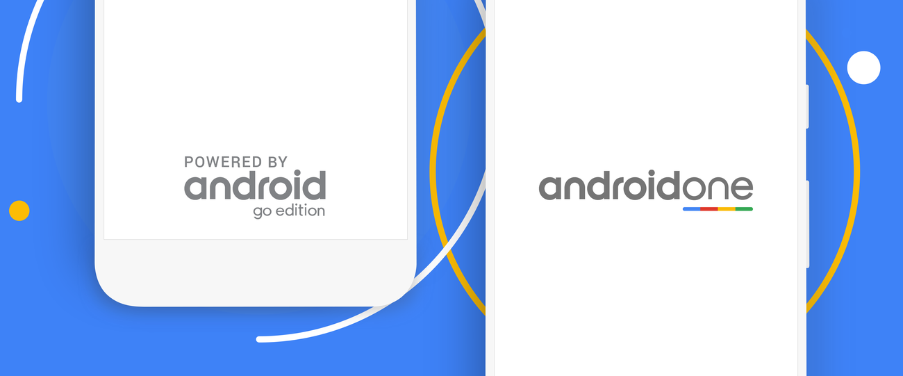 Graphic comparing phones labeled Android Go edition and Android One